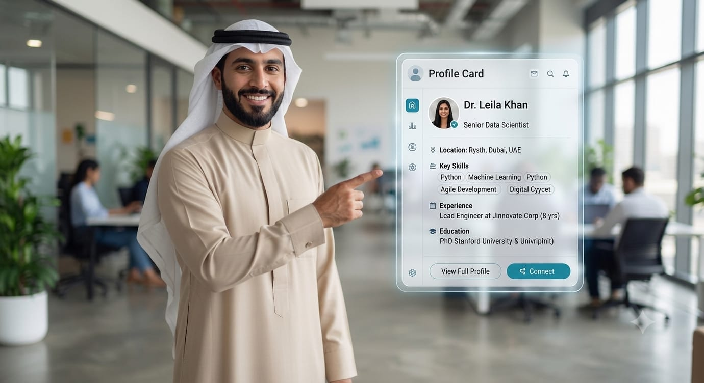 A job seeker reviewing their completed iHR profile on screen.